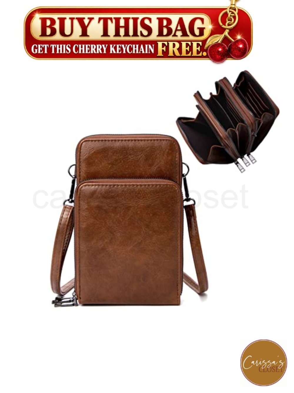 ✨ Small Cell Phone Crossbody Bag Multi-Pocket 6 Card Slots Compact Sling Purse